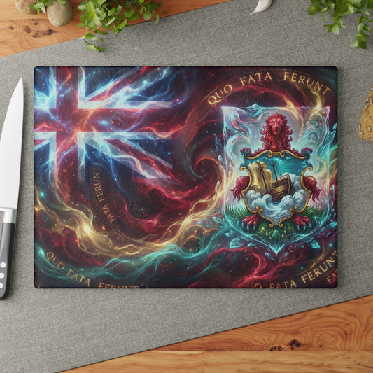 Bermuda Flag Glass Cutting Board — Latin Motto