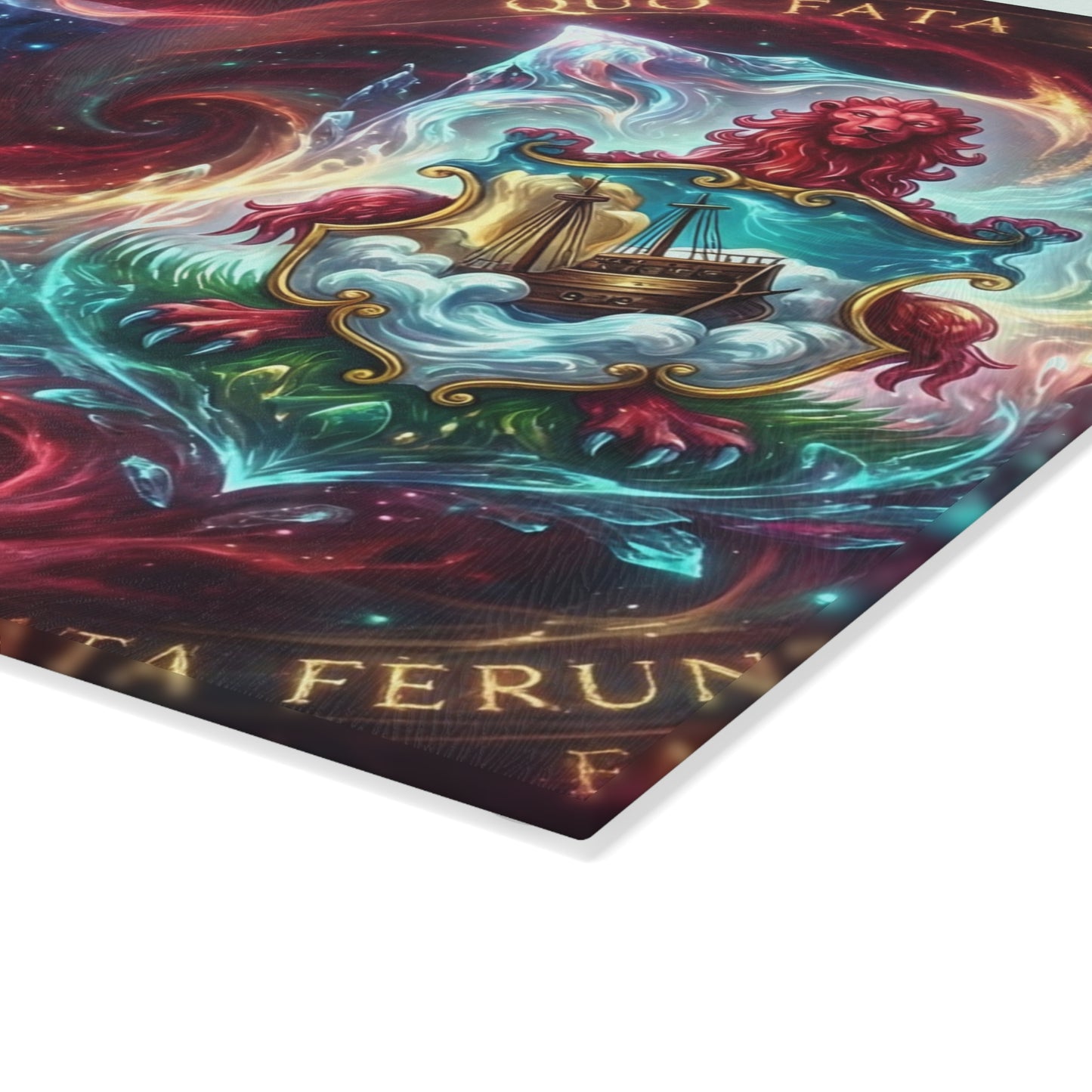 Bermuda Flag Glass Cutting Board — Latin Motto