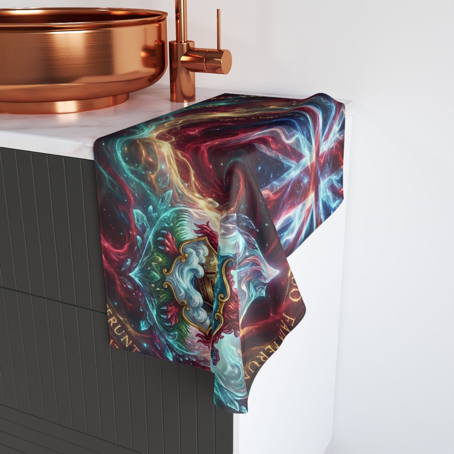 Bermuda Mystic Flag - Latin Motto Hand Towel