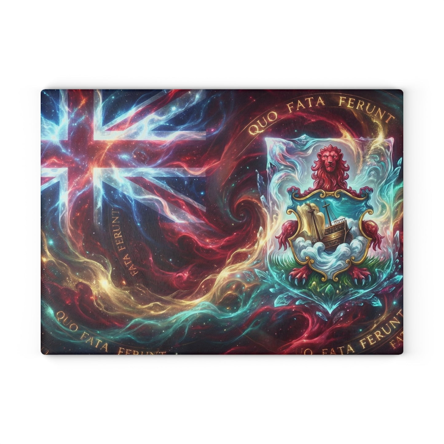 Bermuda Flag Glass Cutting Board — Latin Motto