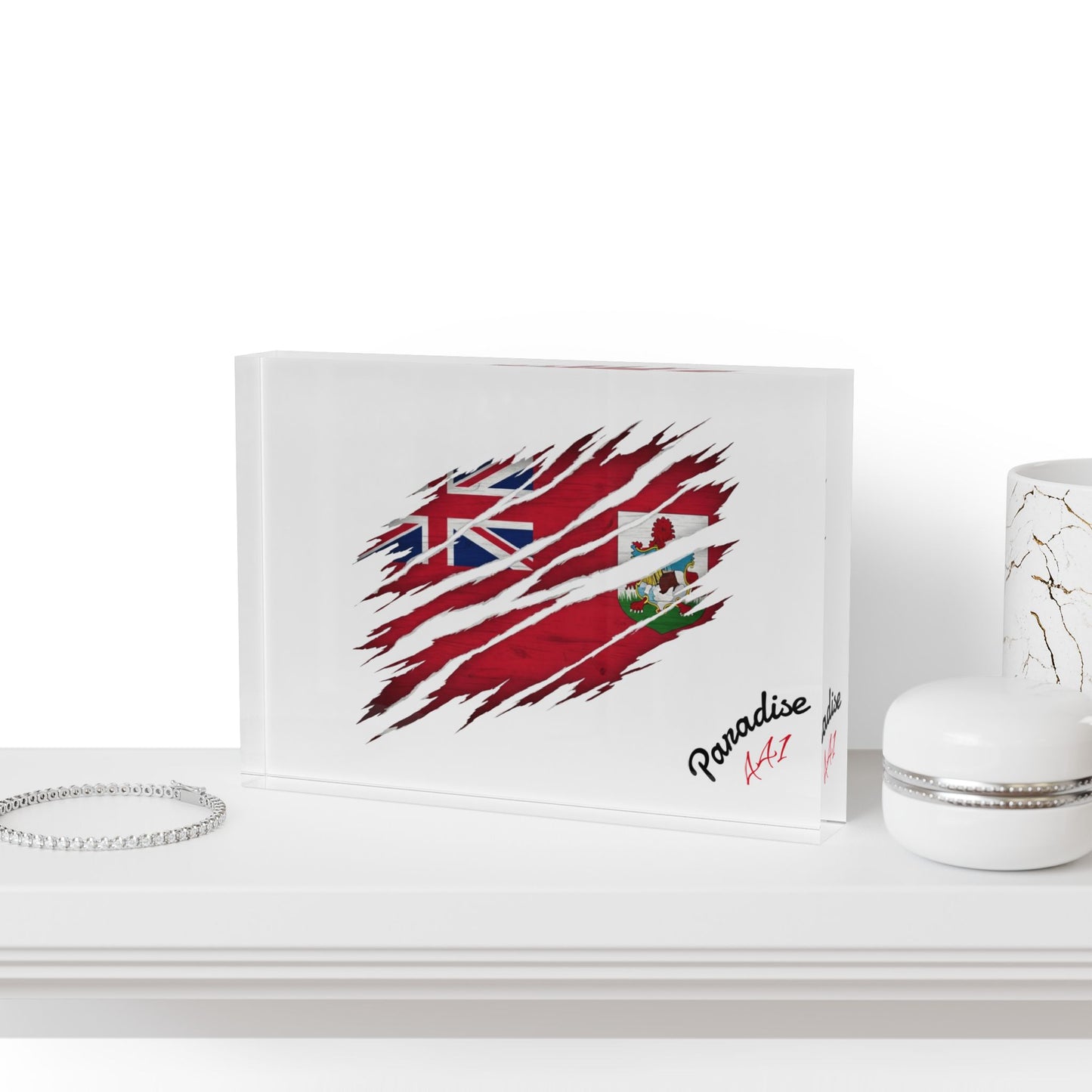 Bermuda Flag | Patriotic Torn-Ripped Design Acrylic Display