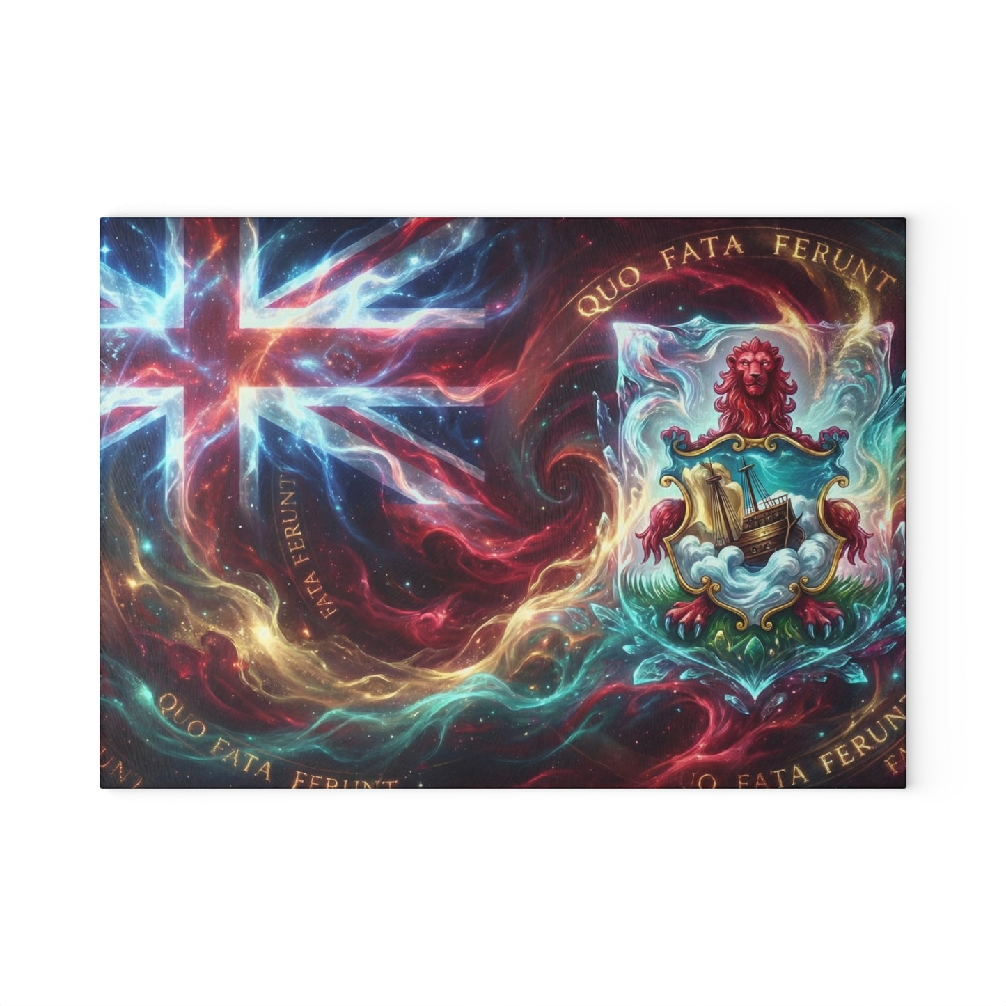 Bermuda Flag Glass Cutting Board — Latin Motto