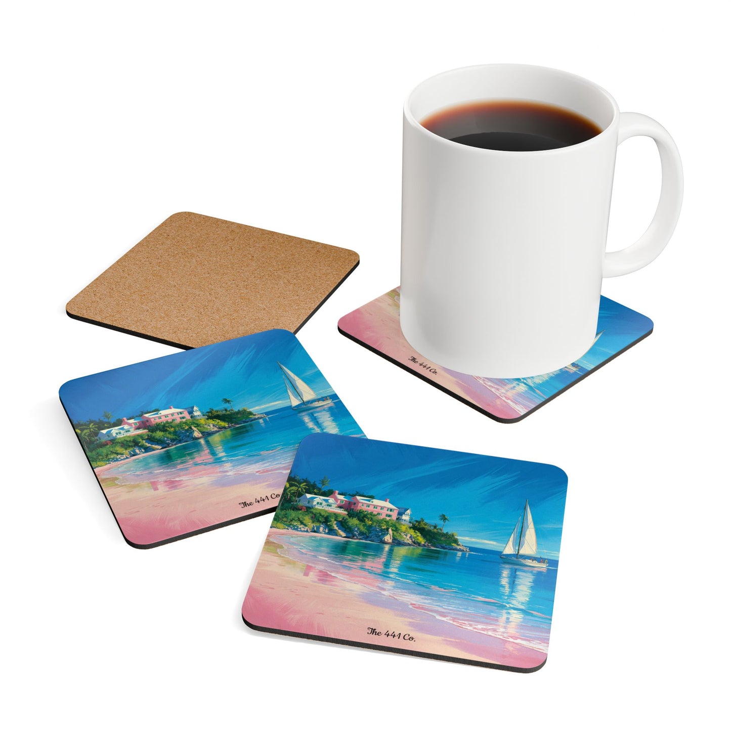Bermudian Art Corkwood Coaster Set