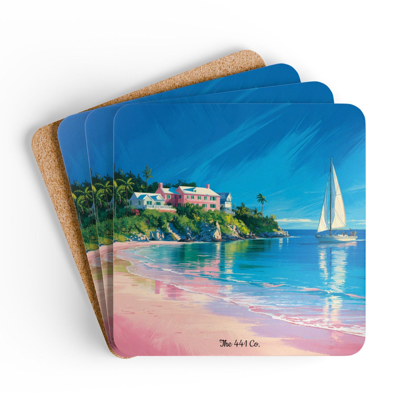 Bermudian Art Corkwood Coaster Set