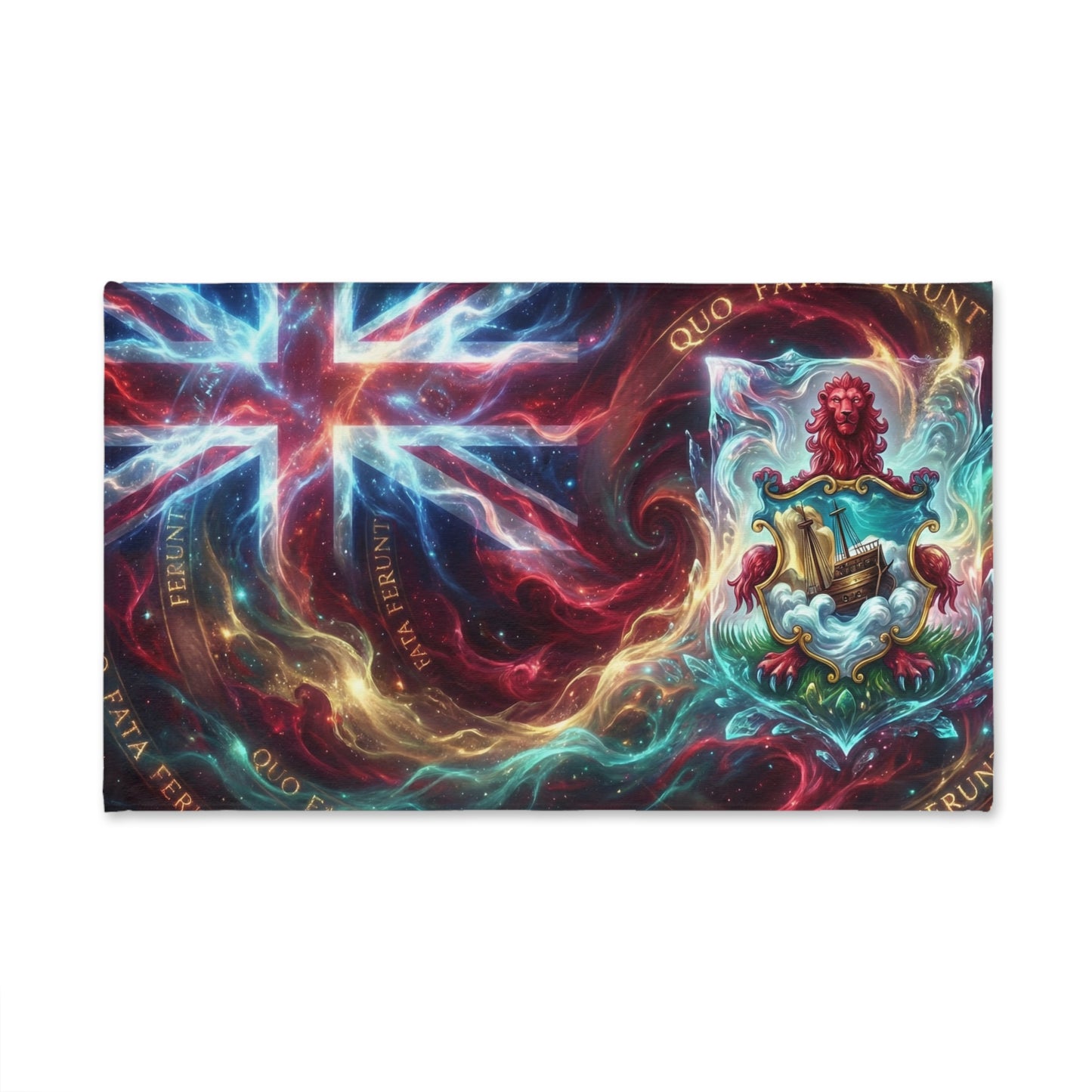 Bermuda Mystic Flag - Latin Motto Hand Towel